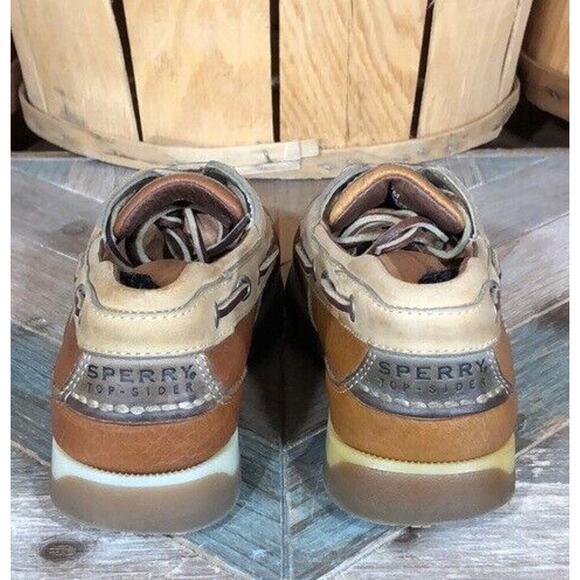 Sperry Mako 2-Eye Canoe Tan Cream Leather Lace-Up Boat Shoes Mens Size 7 - Picture 5 of 10